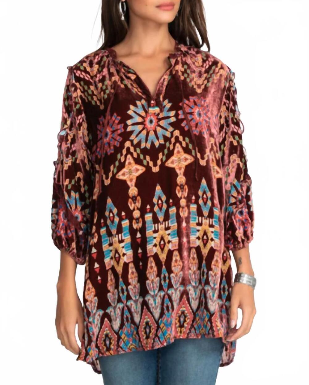 NEW JOHNNY WAS geo burnout mali tunic in multi